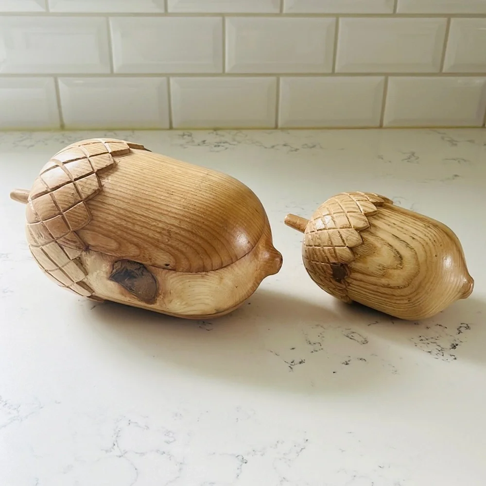 Crate&Barrel Large Wood Acorn Sculpture